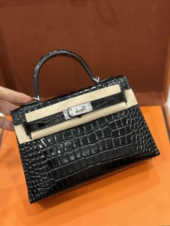 Hermès kelly vip khâu tay da bò dập vân cá sấu